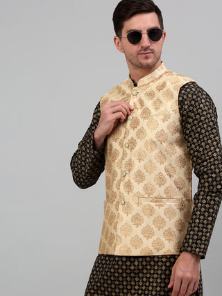 Men's Printed Nehru Jacket With Kurta Pyjama Set