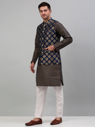 Men's Printed Nehru Jacket With Kurta Pyjama Set