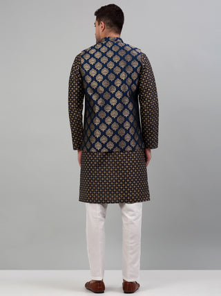 Men's Printed Nehru Jacket With Kurta Pyjama Set