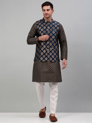 Men's Printed Nehru Jacket With Kurta Pyjama Set