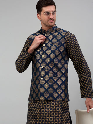 Men's Printed Nehru Jacket With Kurta Pyjama Set