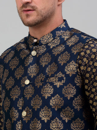 Men's Printed Nehru Jacket With Kurta Pyjama Set