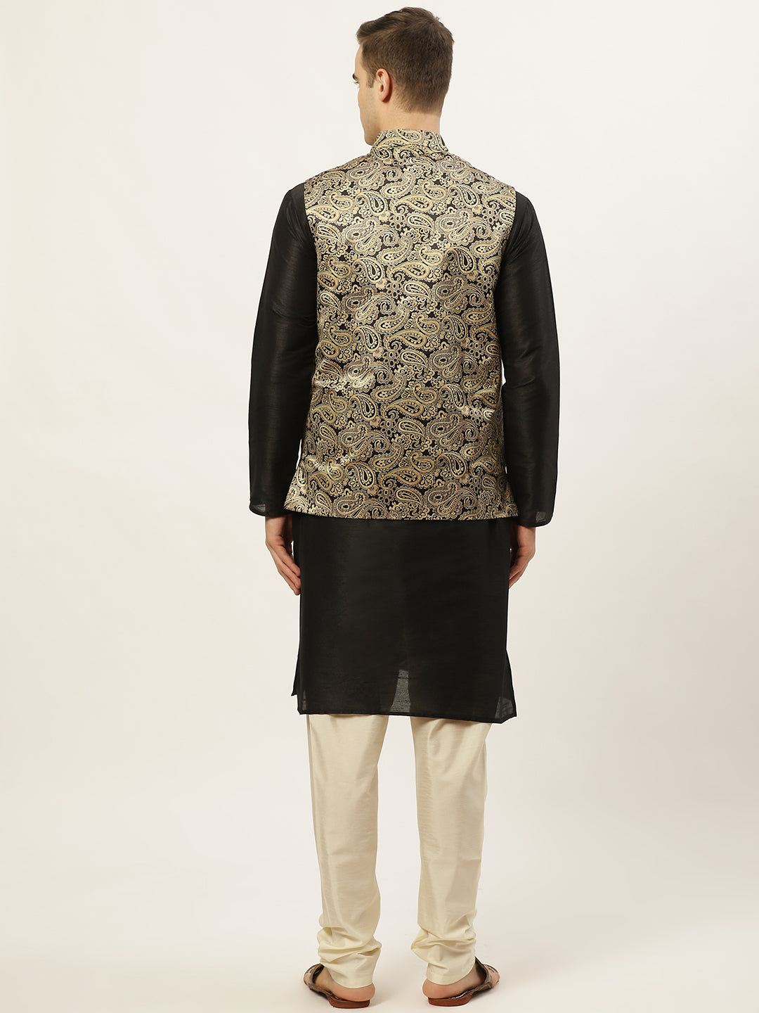 Men's Printed Nehru Jacket and Kurta Pyjama Set