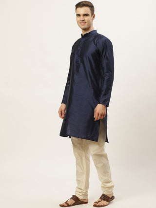 Men's Ikat Printed Nehru Jacket and Kurta Pyjama Set