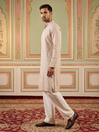 Sequin Embroidered Cotton Kurta with Pyjamas