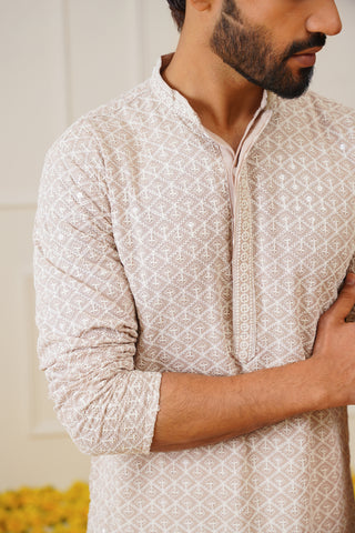 Sequin Embroidered Pure Cotton Kurta with Pyjamas