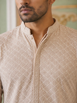 Sequin Embroidered Cotton Kurta with Pyjamas