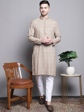 Sequin Embroidered Pure Cotton Kurta with Pyjamas