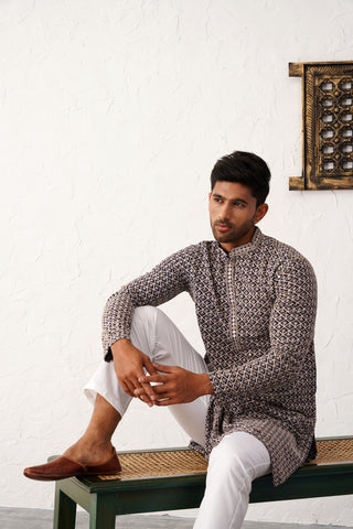 Sequin Embroidered Pure Cotton Kurta with Pyjamas