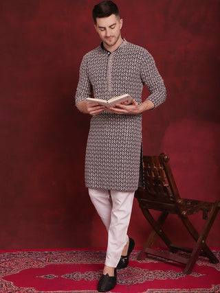 Sequin Embroidered Pure Cotton Kurta with Pyjamas