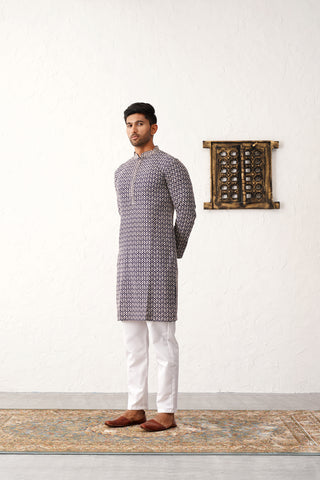 Sequin Embroidered Pure Cotton Kurta with Pyjamas