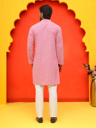 Sequin Embroidered Pure Cotton Kurta with Pyjamas