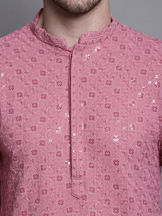 Sequin Embroidered Pure Cotton Kurta with Pyjamas