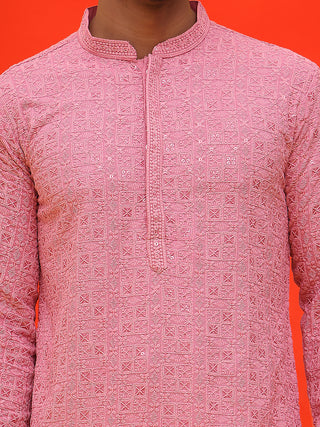 Sequin Embroidered Pure Cotton Kurta with Pyjamas