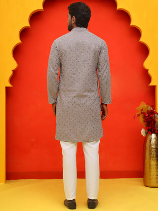Sequin Embroidered Pure Cotton Kurta with Pyjamas