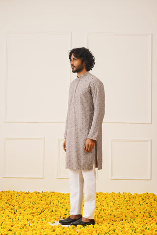 Sequin Embroidered Pure Cotton Kurta with Pyjamas