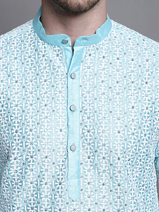 Sequin Embroidered Silk Blend Kurta with Pyjamas