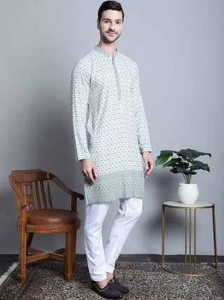 Men's Chikankari Embroidered Kurta with Pyjama