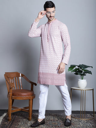 Men's Chikankari Embroidered Kurta with Pyjama