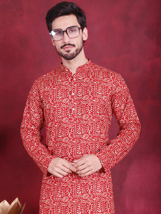 Men's Digital Printed Kurta with Pyjama