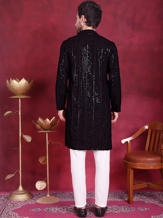 Men's Sequins Chikankari Embroidered Kurta with Pyjama