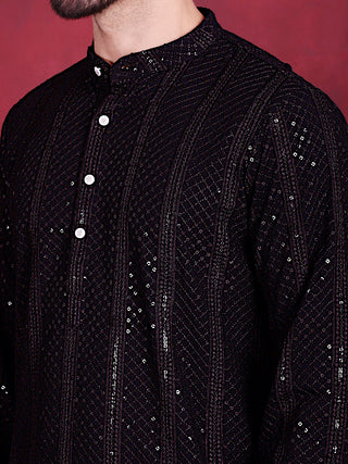 Men's Sequins Chikankari Embroidered Kurta with Pyjama