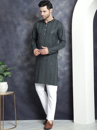 Men's Sequins Chikankari Embroidered Kurta with Pyjama