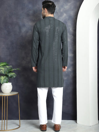 Men's Sequins Chikankari Embroidered Kurta with Pyjama