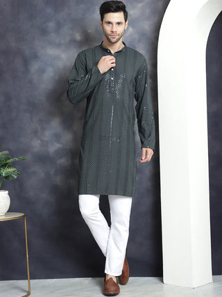 Men's Sequins Chikankari Embroidered Kurta with Pyjama