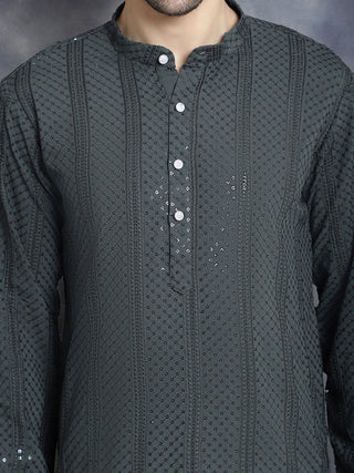 Men's Sequins Chikankari Embroidered Kurta with Pyjama