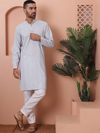 Men's Sequins Embroidered Kurta with Pyjama