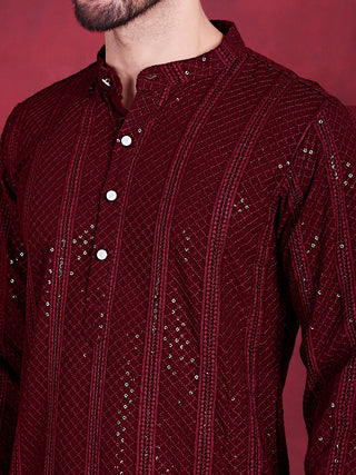 Men's Sequins Chikankari Embroidered Kurta with Pyjama