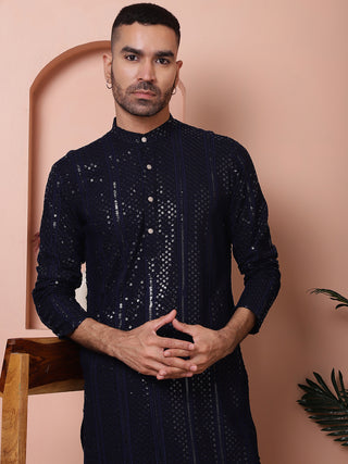 Men's Sequins Chikankari Embroidered Kurta with Pyjama