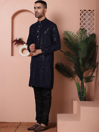 Men's Sequins Chikankari Embroidered Kurta with Pyjama