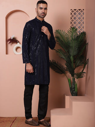 Men's Sequins Chikankari Embroidered Kurta with Pyjama