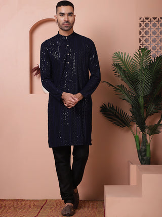 Men's Sequins Chikankari Embroidered Kurta with Pyjama