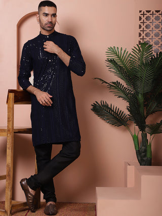 Men's Sequins Chikankari Embroidered Kurta with Pyjama