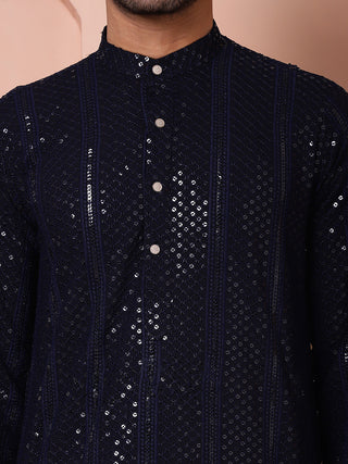 Men's Sequins Chikankari Embroidered Kurta with Pyjama