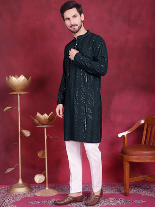 Men's Sequins Chikankari Embroidered Kurta with Pyjama