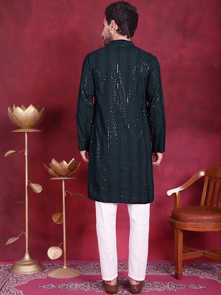 Men's Sequins Chikankari Embroidered Kurta with Pyjama