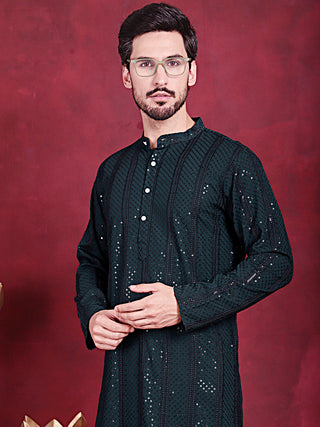 Men's Sequins Chikankari Embroidered Kurta with Pyjama