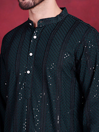 Men's Sequins Chikankari Embroidered Kurta with Pyjama