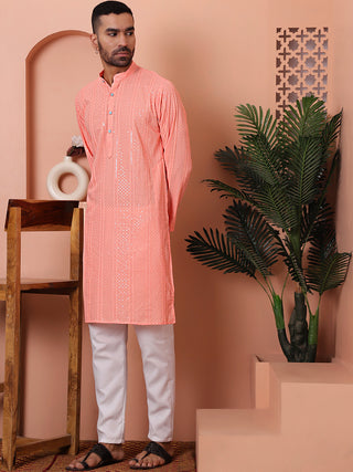 Men's Sequins Embroidered Kurta with Pyjama