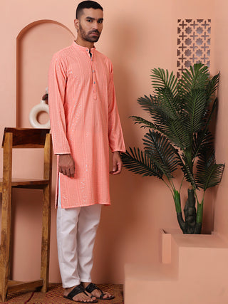 Men's Sequins Embroidered Kurta with Pyjama