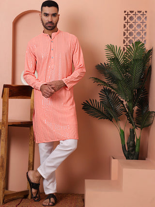 Men's Sequins Embroidered Kurta with Pyjama