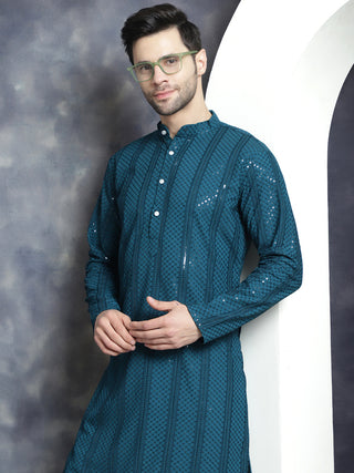 Men's Sequins Chikankari Embroidered Kurta with Pyjama