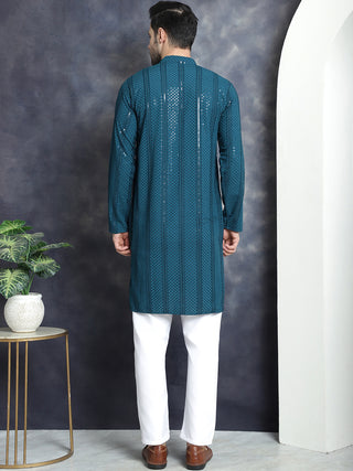 Men's Sequins Chikankari Embroidered Kurta with Pyjama