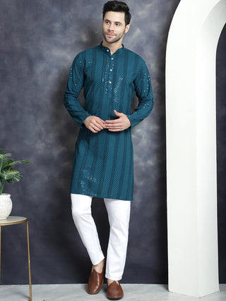 Men's Sequins Chikankari Embroidered Kurta with Pyjama