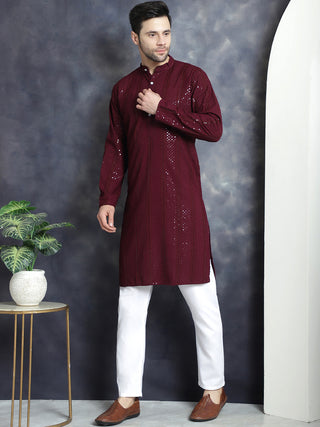 Men's Sequins Chikankari Embroidered Kurta with Pyjama