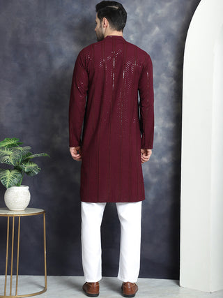 Men's Sequins Chikankari Embroidered Kurta with Pyjama